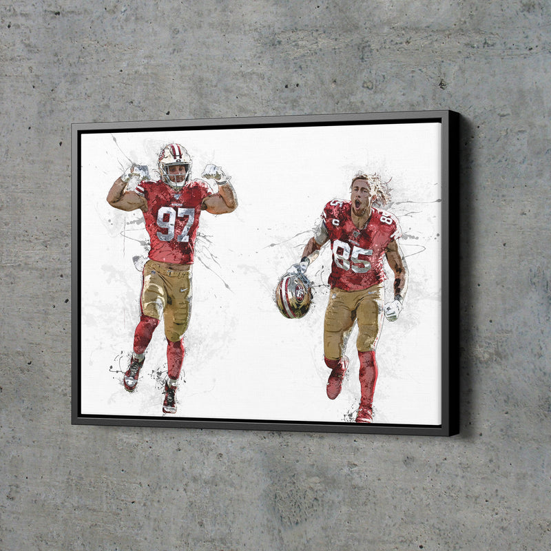 Nick Bosa George Kittle Poster San Fransisco 49ers Football Painting Hand Made Posters Canvas Print Wall Kids Art Man Cave Gift Home Decor