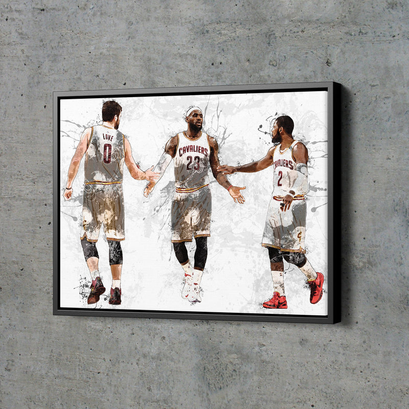 Cleveland Cavaliers Big 3 Poster Basketball Painting Hand Made Posters Canvas Print Kids Wall Art Home Man Cave Gift Decor