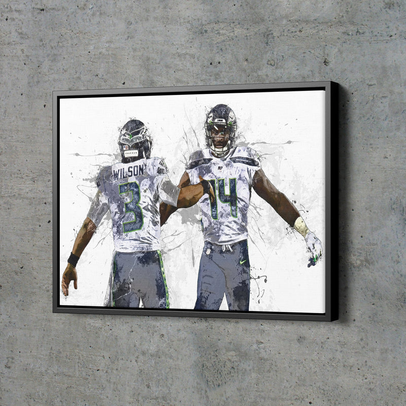 DK Metcalf Russell Wison Poster Seattle Seahawks Football Painting Hand Made Posters Canvas Print Wall Kids Art Man Cave Gift Home Decor