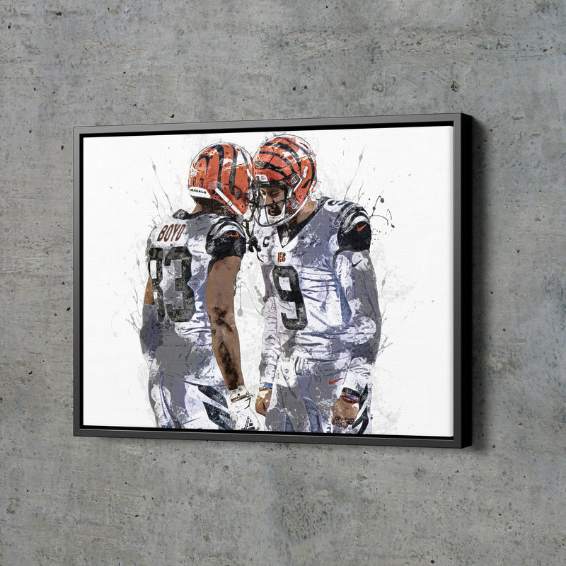 Joe Burrow Tyler Boyd Poster Cincinnati Bengals Painting Football Hand Made Posters Canvas Print Kids Wall Art Home Man Cave Gift Decor