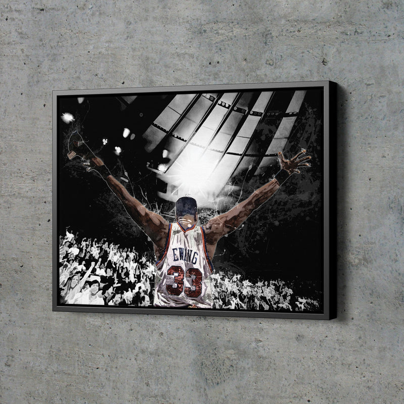 Patrick Ewing Facing Crowd Poster New York Knicks Basketball Painting Hand Made Posters Canvas Print Kids Wall Art Man Cave Gift Home Decor