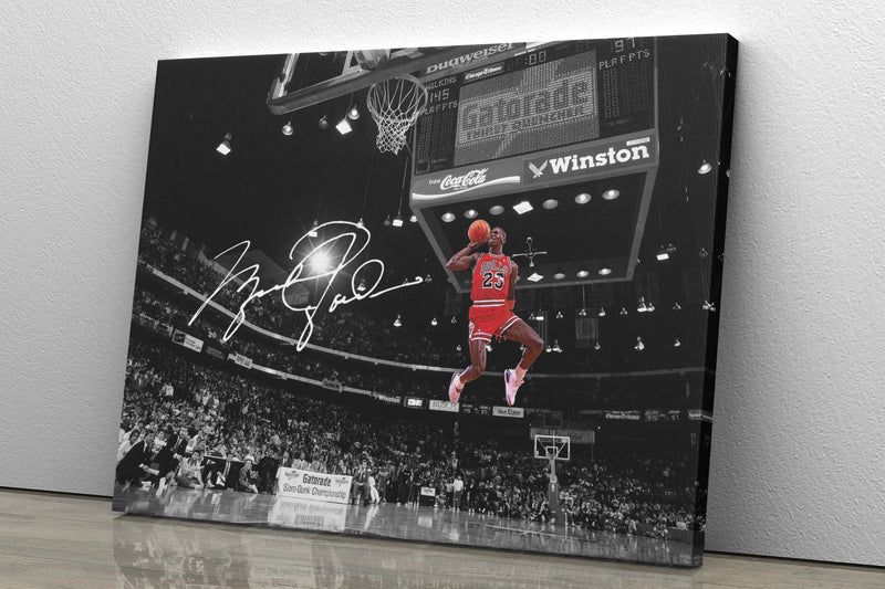 Michael Jordan Autographed Poster Slam Dunk Chicago Bulls Basketball Hand Made Posters Man Cave Gift Canvas Print Wall Art Home Decor