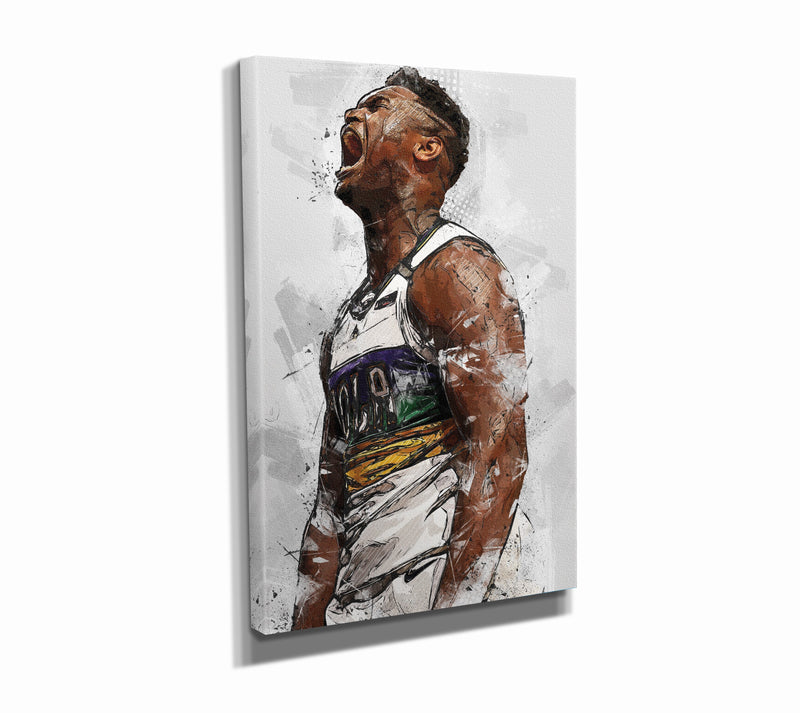 Zion Williamson Poster New Orleans Pelicans Basketball Hand Made Posters Canvas Print Wall Art Home Decor