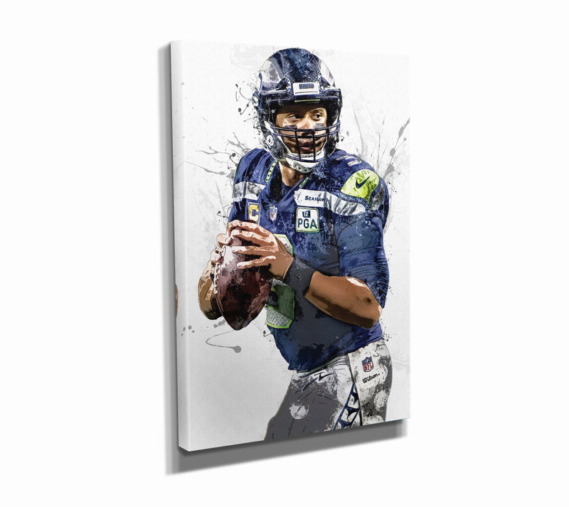 Russell Wilson Art Poster Seattle Seahawks Football Hand Made Posters Canvas Framed Print Wall Kids Art Man Cave Gift Home Decor