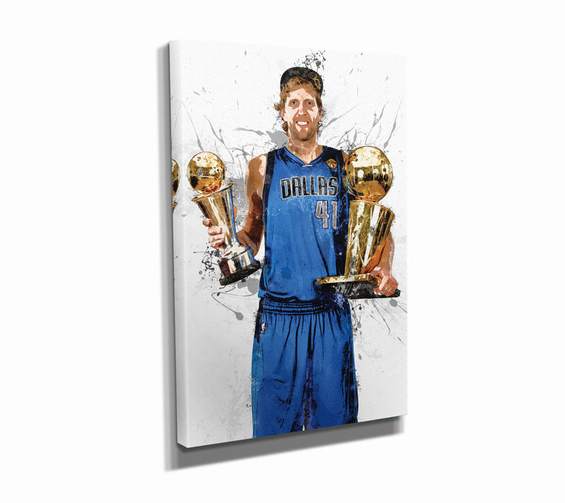 Dirk Nowitzki Championship Poster Dallas Mavericks Basketball Hand Made Posters Canvas Print Kids Wall Art Man Cave Gift Home Decor