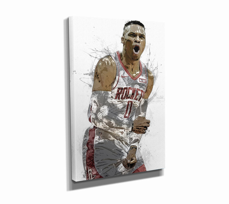 Russel Westbrook Poster Houston Rockets Painting BasketBall Hand Made Posters Canvas Print Wall Kids Art Man Cave Gift Home Decor