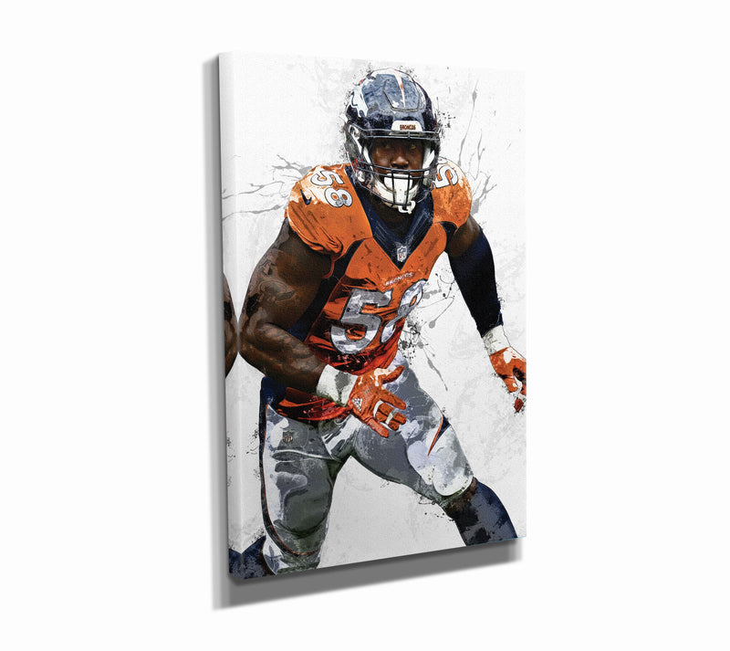 Von Miller Poster Denver Broncos Football Painting Hand Made Posters Canvas Print Kids Wall Art Man Cave Gift Home Decor