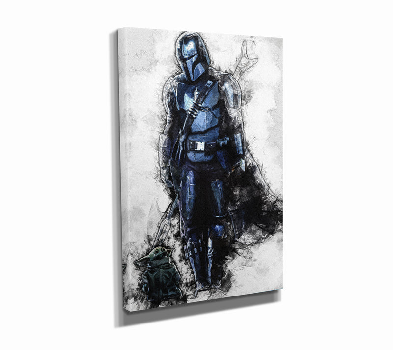 The Mandalorian Baby Yoda Poster Star Wars Movie Painting Hand Made Posters Canvas Print Kids Wall Art Man Cave Gift Home Decor