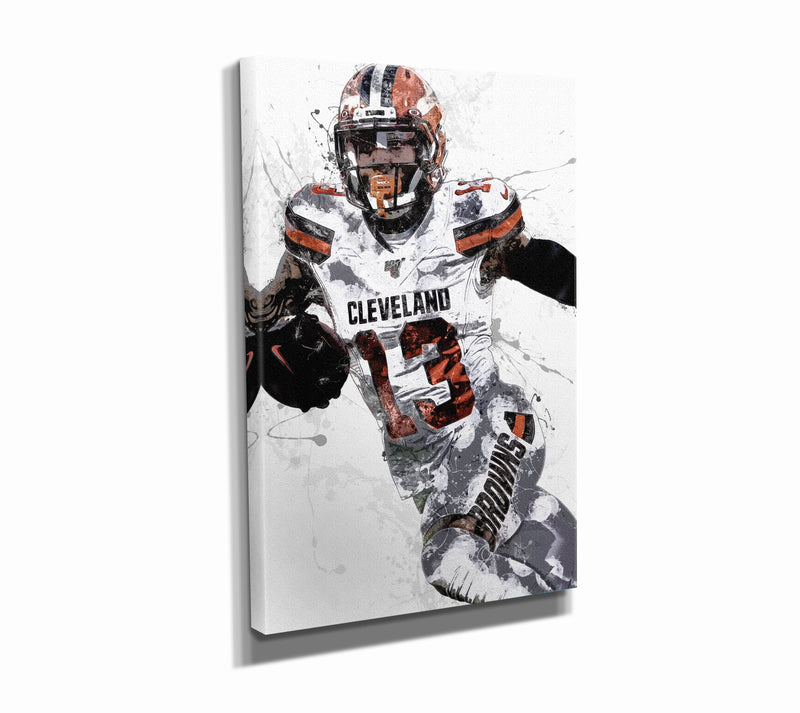 Odell Beckham Jr. Poster Cleveland Browns Football Painting Hand Made Posters Canvas Framed Print Wall Kids Art Man Cave Gift Home Decor