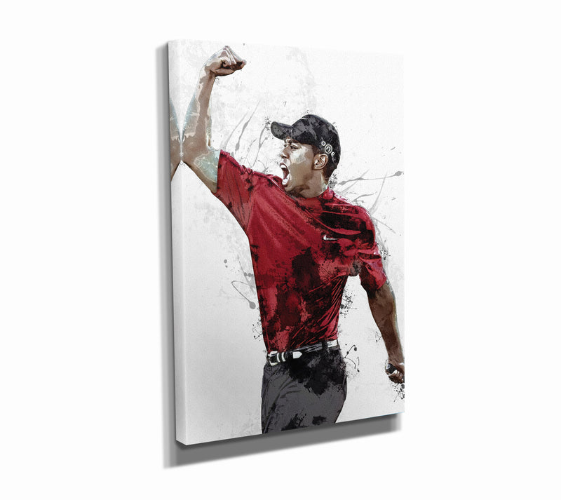 Tiger Woods Poster Masters Celebration Painting Golf Hand Made Posters Canvas Print Kids Wall Art Man Cave Gift Home Decor