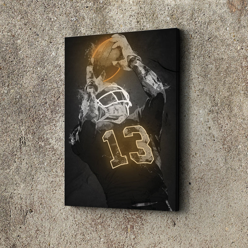 Michael Thomas Graffiti Neon New Orleans Saints NFL Poster Canvas Print Kids Wall Art Man Cave Gift Home Decor