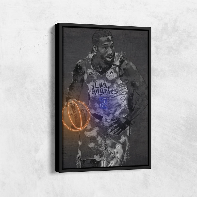 Kawhi Leonard Poster Graffiti Neon Los Angeles Clippers NBA Hand Made Poster Canvas Print Kids Wall Art Man Cave Gift Home Decor