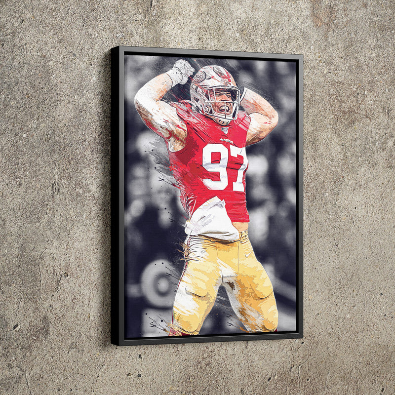 Nick Bosa Celebration Poster San Francisco 49ers Football Hand Made Posters Canvas Print Wall Art Man Cave Gift Home Kids Decor