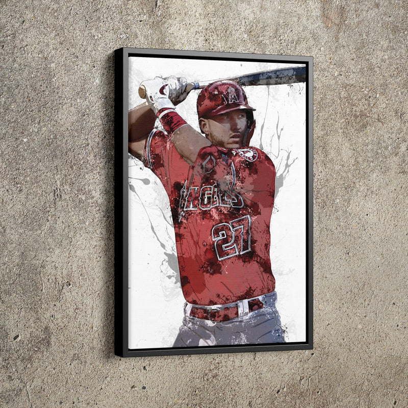 Mike Trout Art Poster Los Angeles Angels Baseball Hand Made Posters Canvas Print Kids Wall Art Man Cave Gift Home Decor