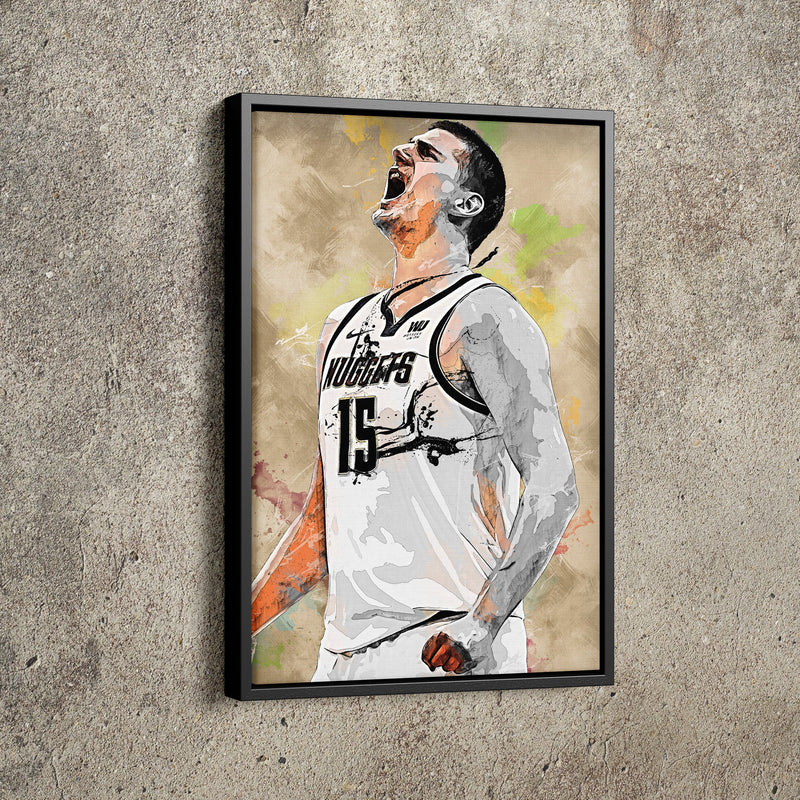 Nikola Jokic Poster Denver Nuggets Basketball Painting Hand Made Posters Canvas Print Kids Wall Art Home Man Cave Gift Decor