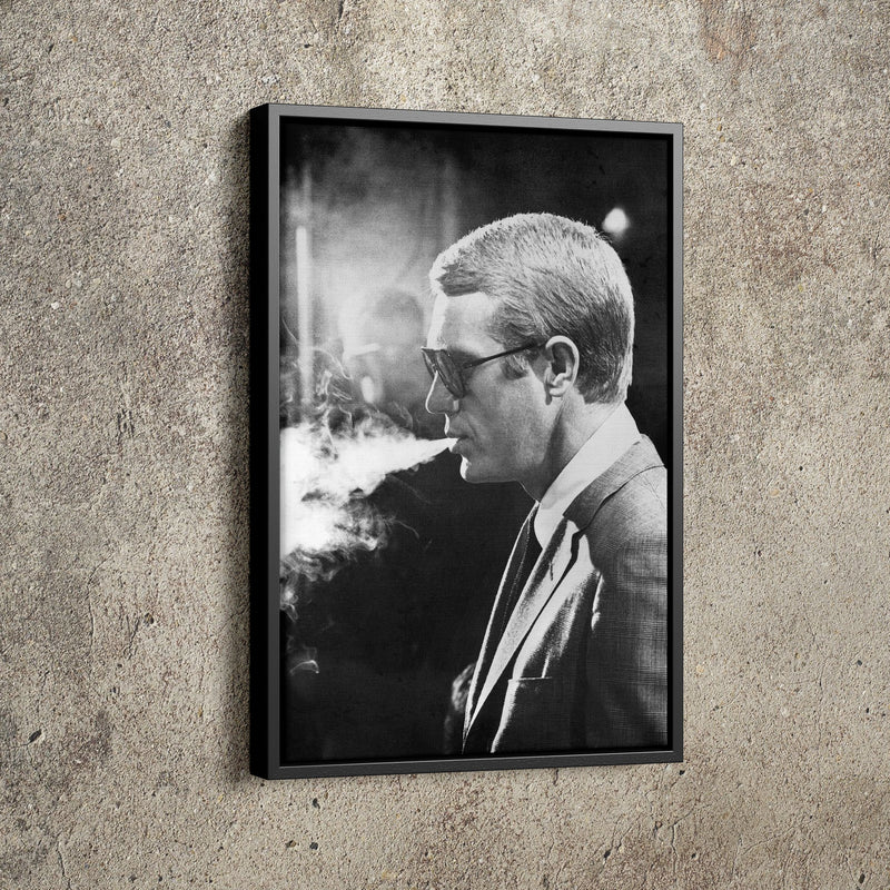 Steve McQueen Poster Actor Smoking Hand Made Poster Canvas Print Wall Art Home Decor