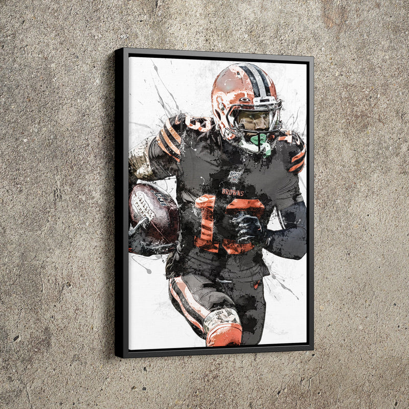 Odell Beckham Jr. Art Poster Cleveland Browns Football Hand Made Posters Canvas Framed Print Wall Kids Art Man Cave Gift Home Decor