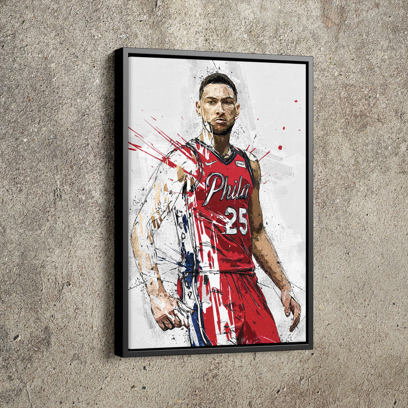 Ben Simmons Poster Philadelphia 76ers Basketball Hand Made Posters Canvas Print Wall Kids Art Man Cave Gift Home Decor