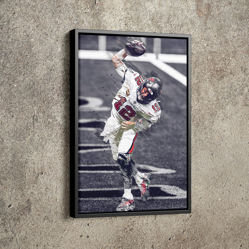 Tom Brady Spiking the Ball Poster Tampa Bay Buccaneers Football Hand Made Posters Canvas Print Kids Wall Art Home Man Cave Gift Decor