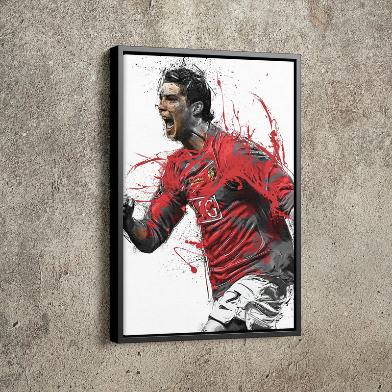 Cristiano Ronaldo Poster Soccer Player Manchester United Painting Hand Made Posters Canvas Print Kids Wall Art Man Cave Gift Home Decor