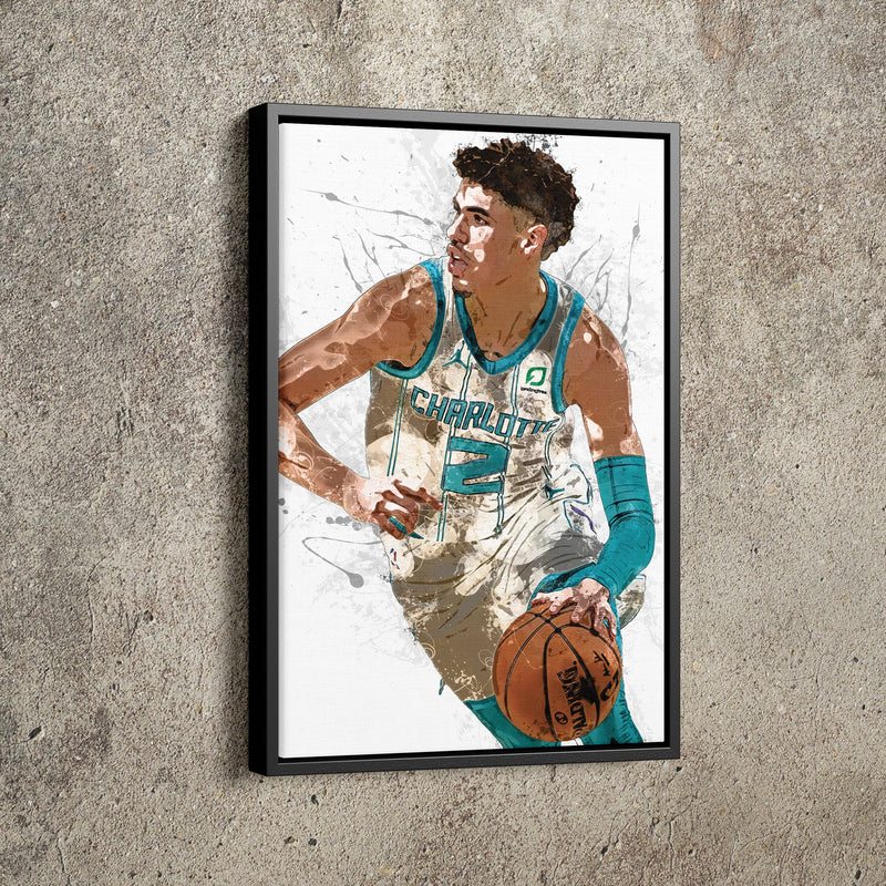 LaMelo Ball Poster Charlotte Hornets Basketball Painting Hand Made Posters Canvas Print Kids Wall Art Home Man Cave Gift Decor