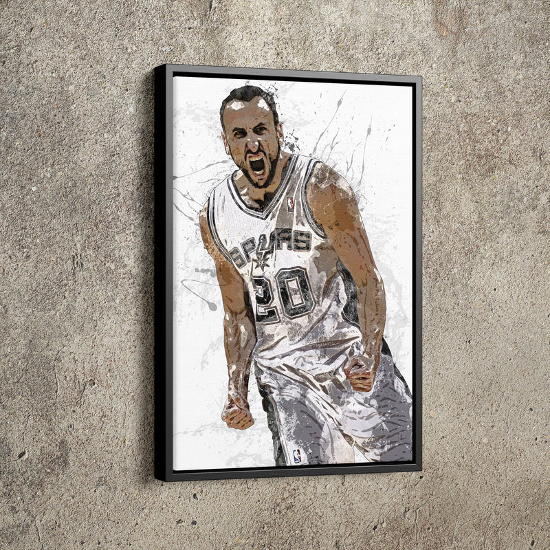 Manu Ginobili Poster San Antonio Spurs Basketball Painting Hand Made Posters Canvas Print Kids Wall Art Home Man Cave Gift Decor