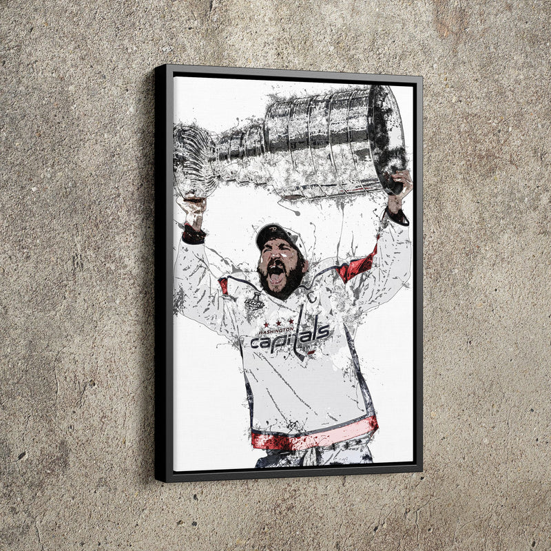 Alexander Ovechkin Poster Stanley Cup Washington Capitals Ice hockey Hand Made Posters Canvas Print Kids Wall Art Man Cave Gift Home Decor