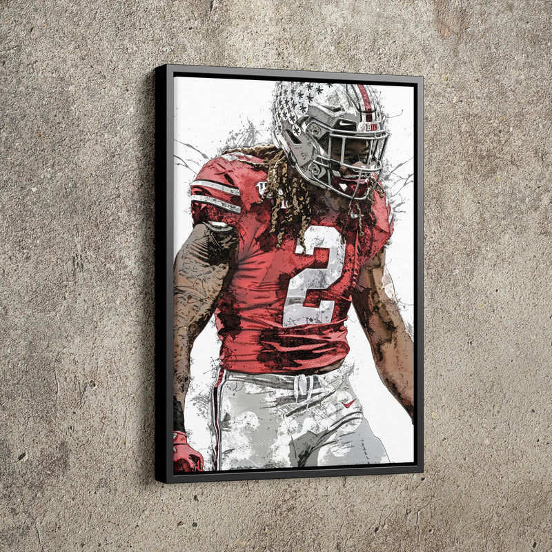 Chase Young Poster Ohio State Buckeyes Football Painting Hand Made Posters Canvas Print Kids Wall Art Man Cave Gift Home Decor