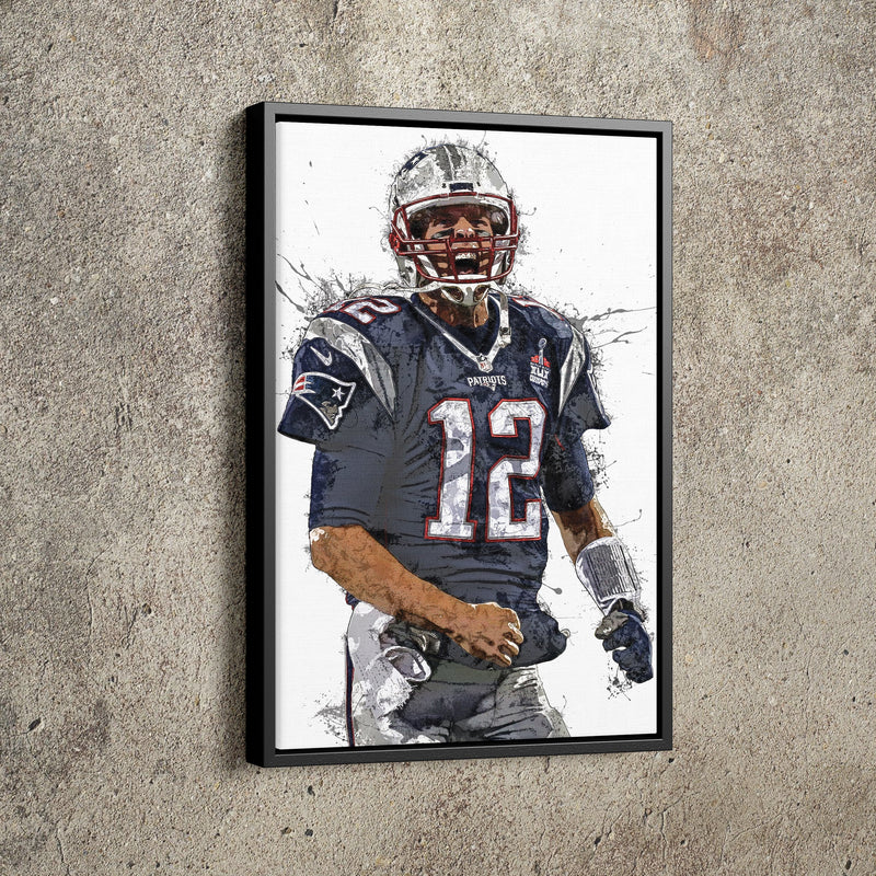 Tom Brady Poster New England Patriots Football Hand Made Posters Canvas Print Kids Wall Art Man Cave Gift Home Decor