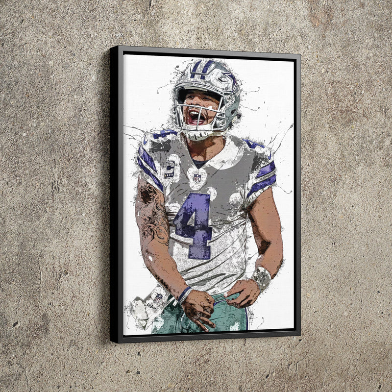 Dak Prescott Poster Dallas Cowboys Football Hand Made Posters Canvas Print Kids Wall Art Man Cave Gift Home Decor