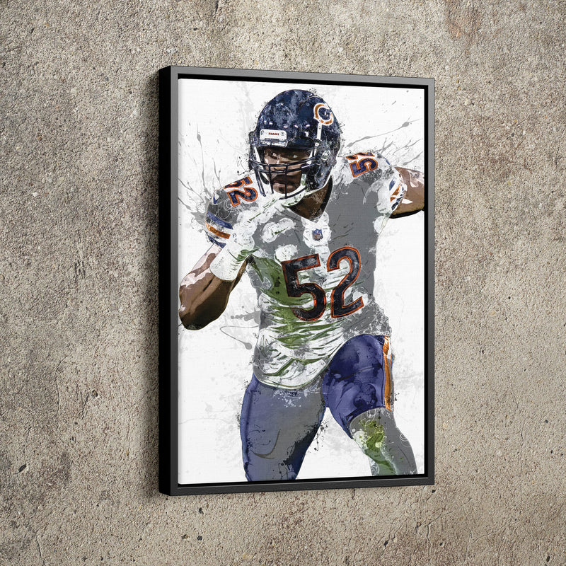 Khalil Mack Poster Chicago Bears Football Hand Made Posters Canvas Print Wall Art Man Cave Gift Home Kids Decor