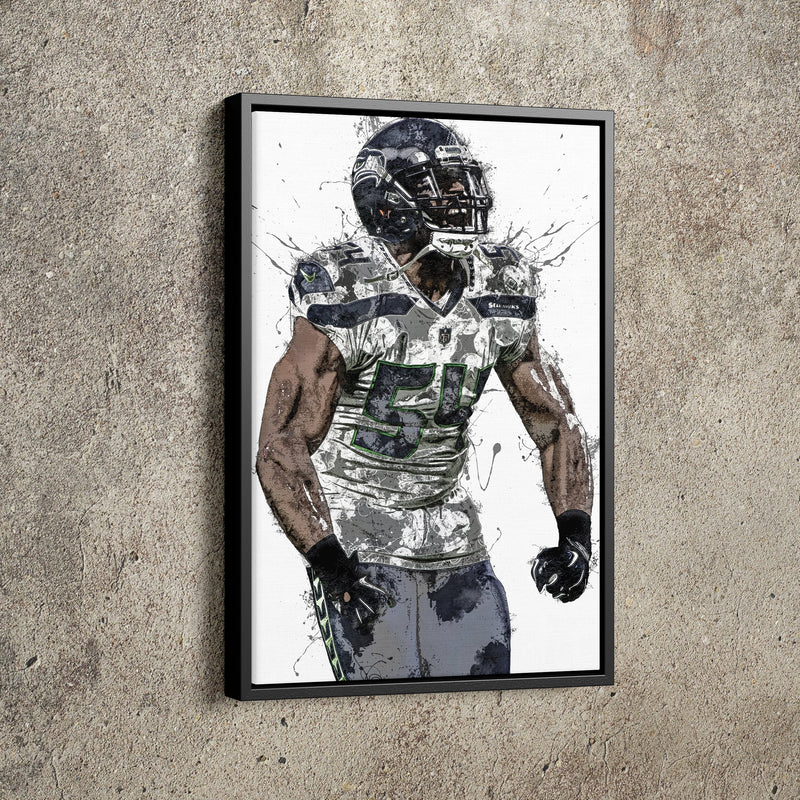 Bobby Wagner Poster Seattle Seahawks Football Hand Made Posters Canvas Print Wall Art Man Cave Gift Home Kids Decor