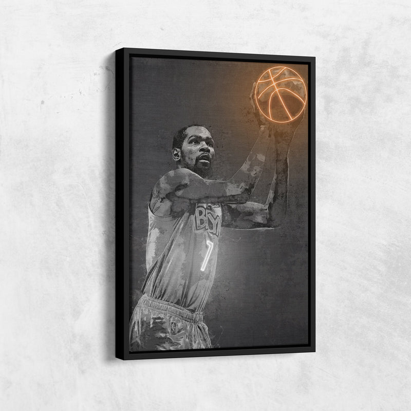 Kevin Durant Poster Graffiti Neon Brooklyn Nets Basketball Hand Made Poster Canvas Print Kids Wall Art Man Cave Gift Home Decor