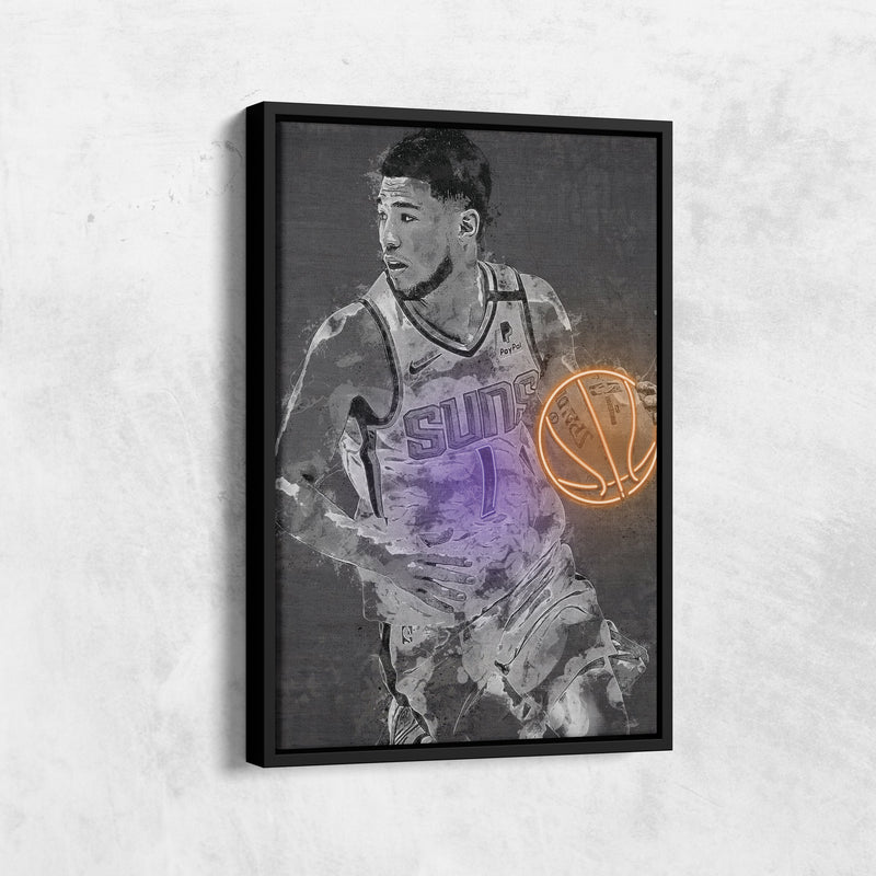 Devin Booker Poster Graffiti Neon Phoenix Suns Basketball Hand Made Poster Canvas Print Kids Wall Art Man Cave Gift Home Decor