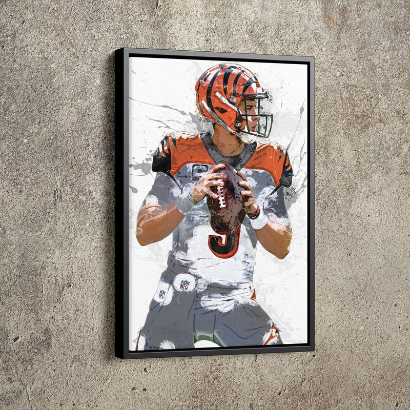 Joe Burrow Poster Cincinnati Bengals Football Painting Hand Made Posters Canvas Print Wall Art Man Cave Gift Home Kids Decor