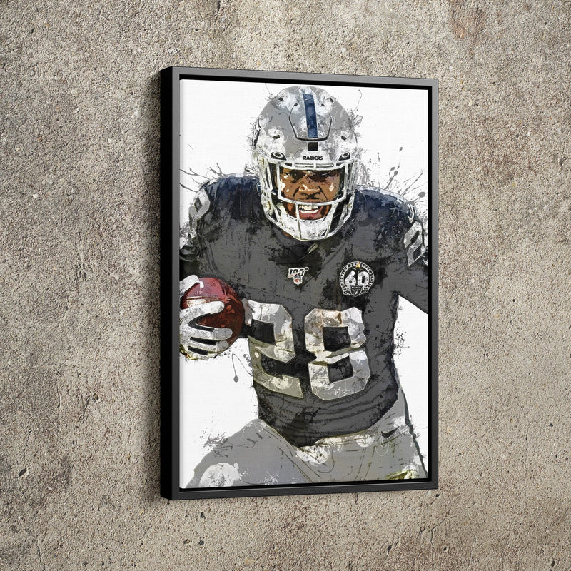 Josh Jacobs Poster Las Vegas Raiders Football Hand Made Posters Canvas Print Kids Wall Art Home Man Cave Gift Decor