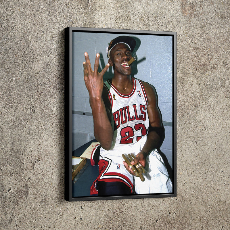 Michael Jordan Smoking Poster Chicago Bulls Basketball Hand Made Posters Canvas Print Wall Art Home Decor