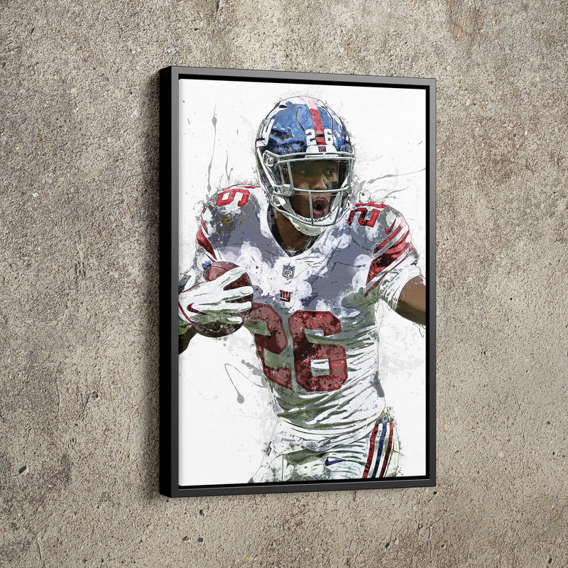 Saquon Barkley Art Poster New York Giants Football Hand Made Posters Canvas Framed Print Wall Kids Art Man Cave Gift Home Decor