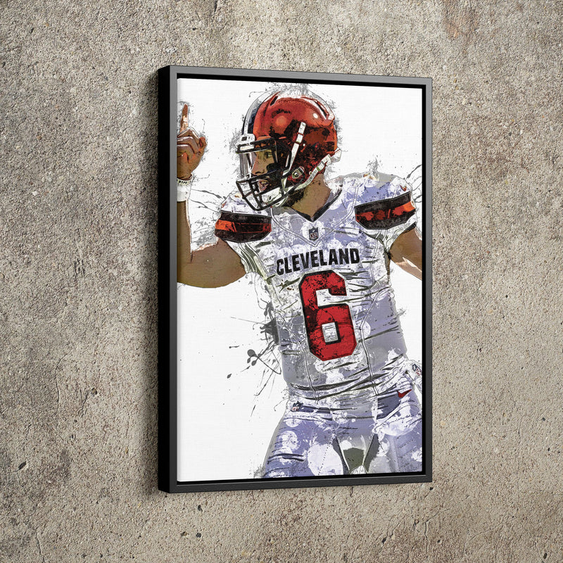 Baker Mayfield Poster Cleveland Browns Football Painting Hand Made Posters Canvas Print Kids Wall Art Man Cave Gift Home Decor