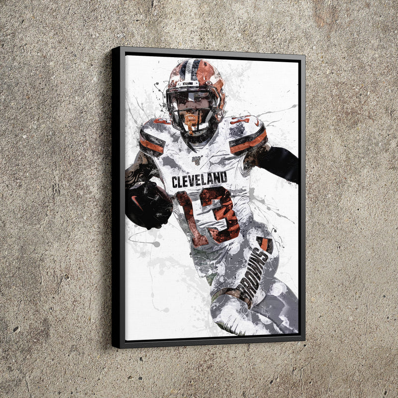 Odell Beckham Jr. Poster Cleveland Browns Football Painting Hand Made Posters Canvas Framed Print Wall Kids Art Man Cave Gift Home Decor