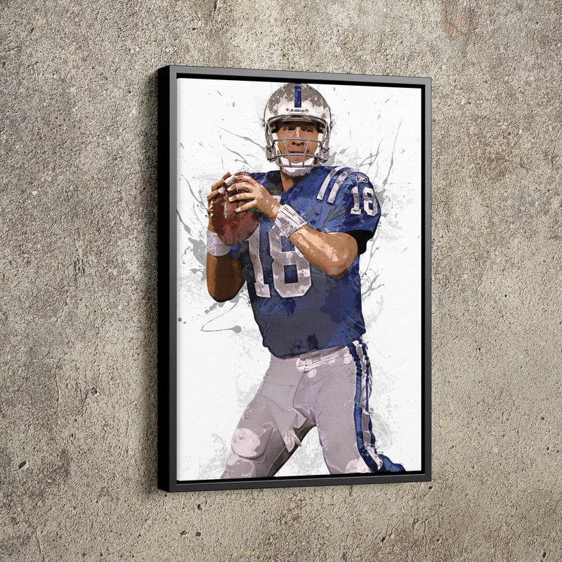 Peyton Manning Poster Indianapolis Colts Football Painting Hand Made Posters Canvas Print Kids Wall Art Man Cave Gift Home Decor