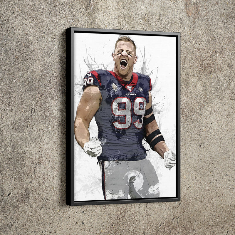 J.J. Watt Poster Houston Texans Football Painting Hand Made Posters Canvas Print Kids Wall Art Man Cave Gift Home Decor