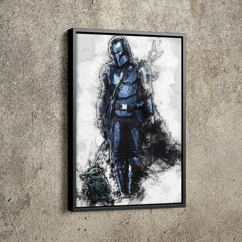 The Mandalorian Baby Yoda Poster Star Wars Movie Painting Hand Made Posters Canvas Print Kids Wall Art Man Cave Gift Home Decor