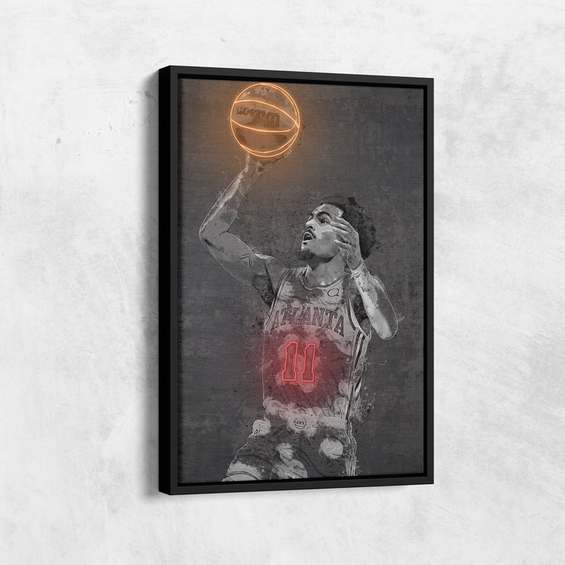 Trae Young Poster Graffiti Neon Atlanta Hawks Basketball Hand Made Poster Canvas Print Kids Wall Art Man Cave Gift Home Decor