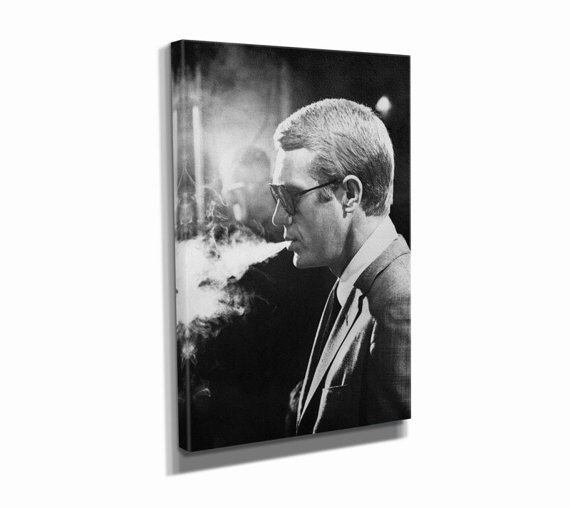 Steve McQueen Poster Actor Smoking Hand Made Poster Canvas Print Wall Art Home Decor