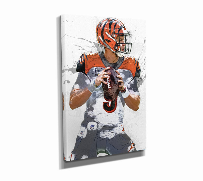 Joe Burrow Poster Cincinnati Bengals Football Painting Hand Made Posters Canvas Print Wall Art Man Cave Gift Home Kids Decor