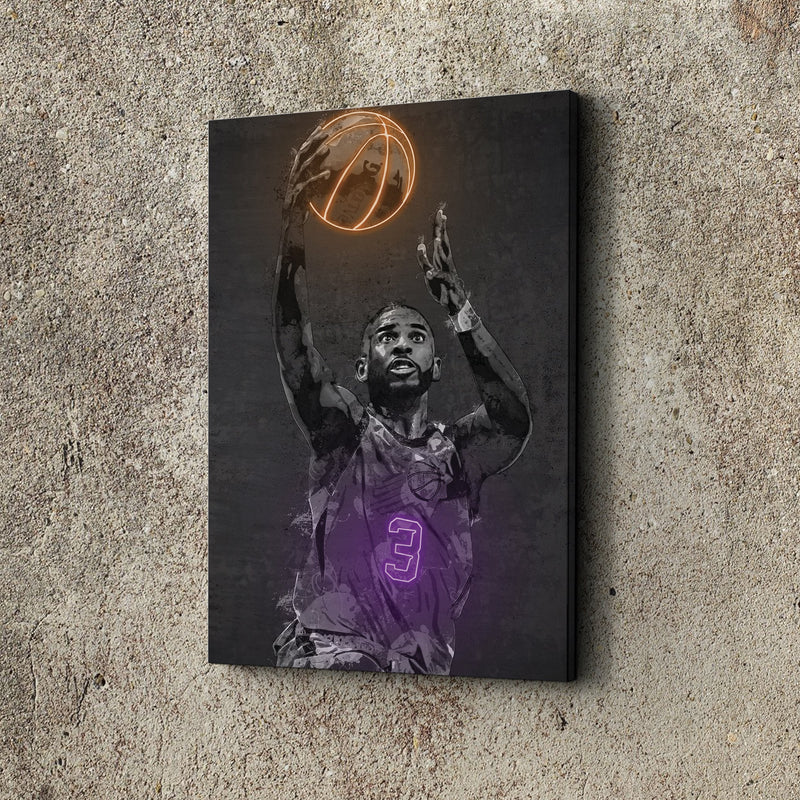 Chris Paul Poster Graffiti Neon Phoenix Suns NBA Hand Made Poster Canvas Print Kids Wall Art Man Cave Gift Home Decor