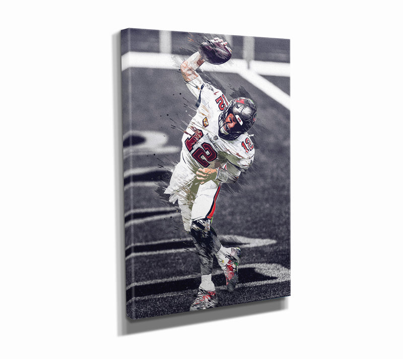 Tom Brady Spiking the Ball Poster Tampa Bay Buccaneers Football Hand Made Posters Canvas Print Kids Wall Art Home Man Cave Gift Decor