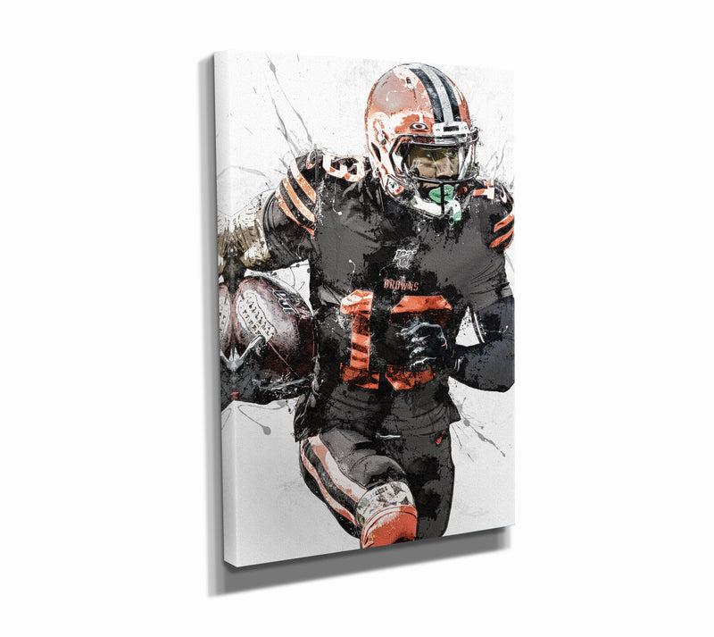 Odell Beckham Jr. Art Poster Cleveland Browns Football Hand Made Posters Canvas Framed Print Wall Kids Art Man Cave Gift Home Decor