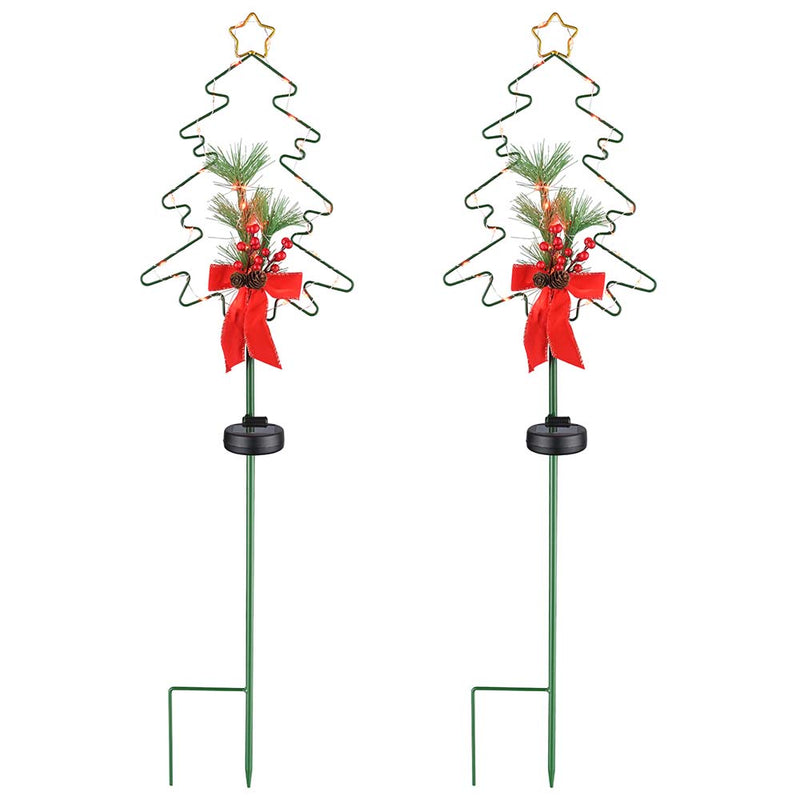 DIY Solar Garden Christmas Stake Lights Xmas Tree 2ct/Pack